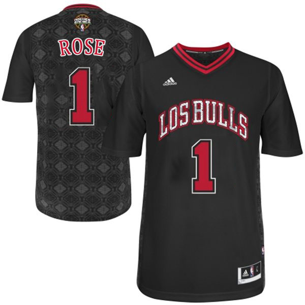 Men's  derrick rose 2014 noches enebea black los bulls jersey